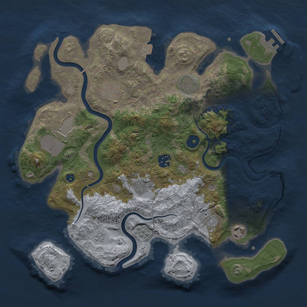 Rust Map: Procedural Map, Size: 3500, Seed: 1346745443, 13 Monuments
