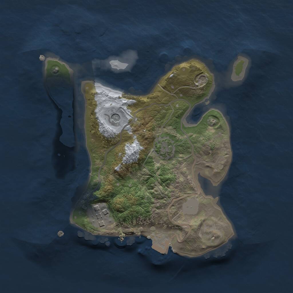 Rust Map: Procedural Map, Size: 2000, Seed: 375784296, 4 Monuments