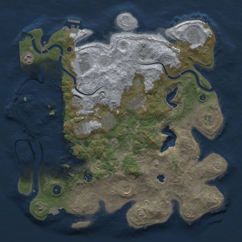 Rust Map: Procedural Map, Size: 4000, Seed: 971183483, 16 Monuments