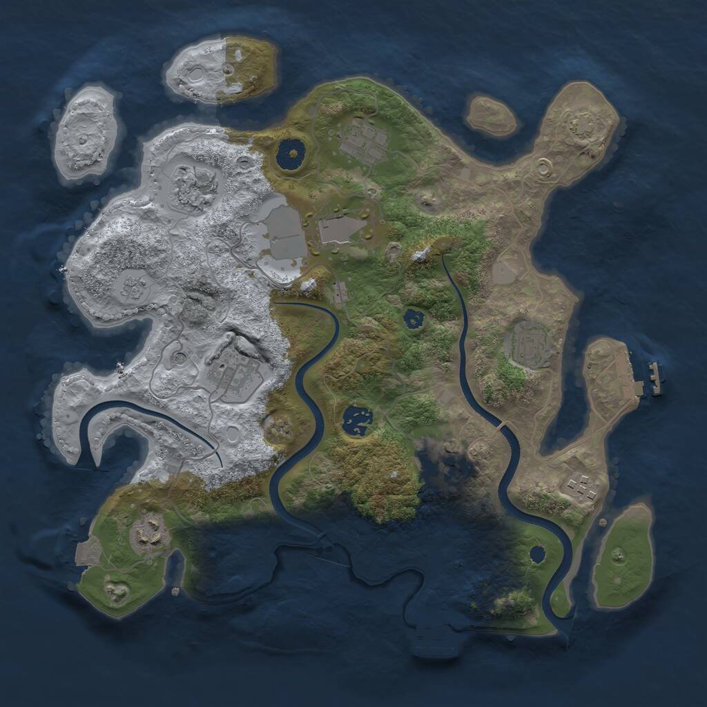 Rust Map: Procedural Map, Size: 3500, Seed: 982634321, 15 Monuments