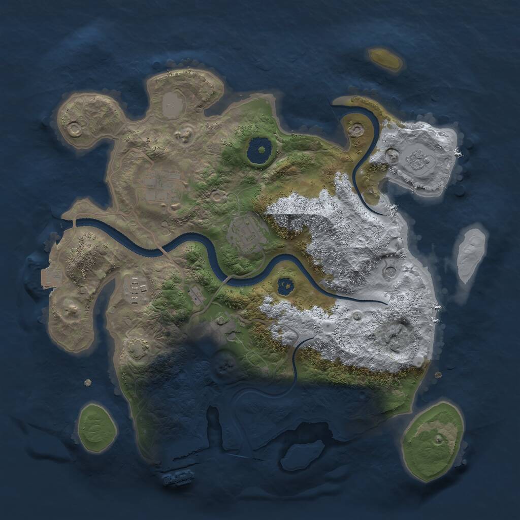 Rust Map: Procedural Map, Size: 3000, Seed: 46771, 9 Monuments