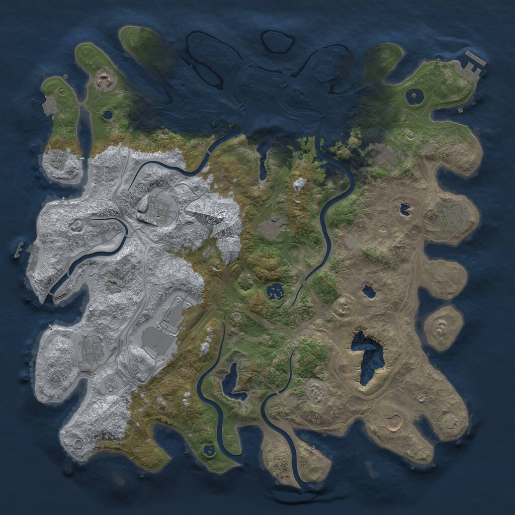 Rust Map: Procedural Map, Size: 4500, Seed: 1035927233, 16 Monuments