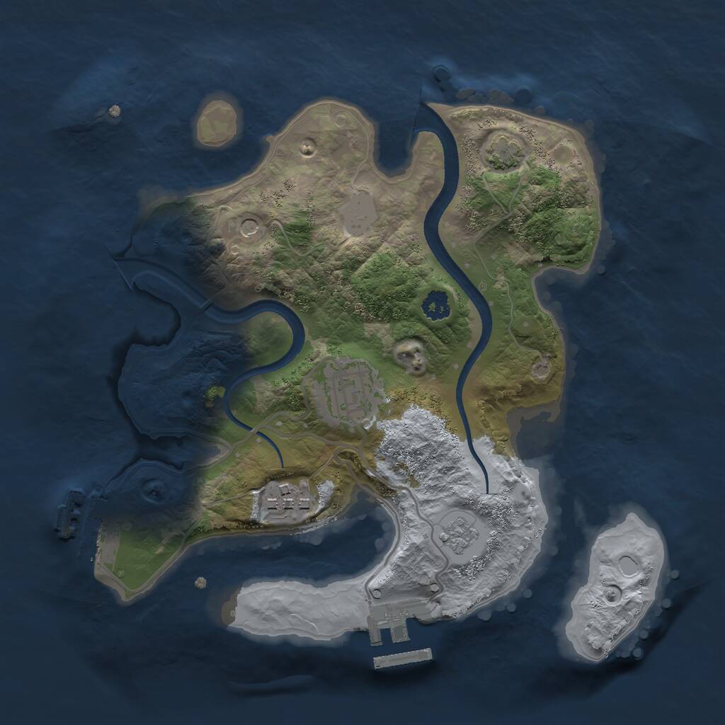 Rust Map: Procedural Map, Size: 2500, Seed: 56129, 8 Monuments