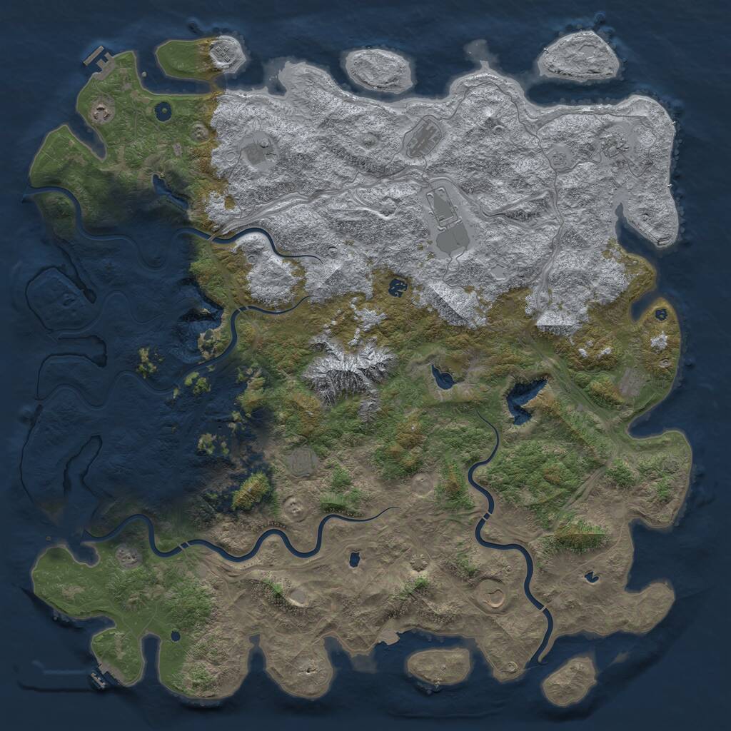 Rust Map: Procedural Map, Size: 6000, Seed: 3543844, 17 Monuments