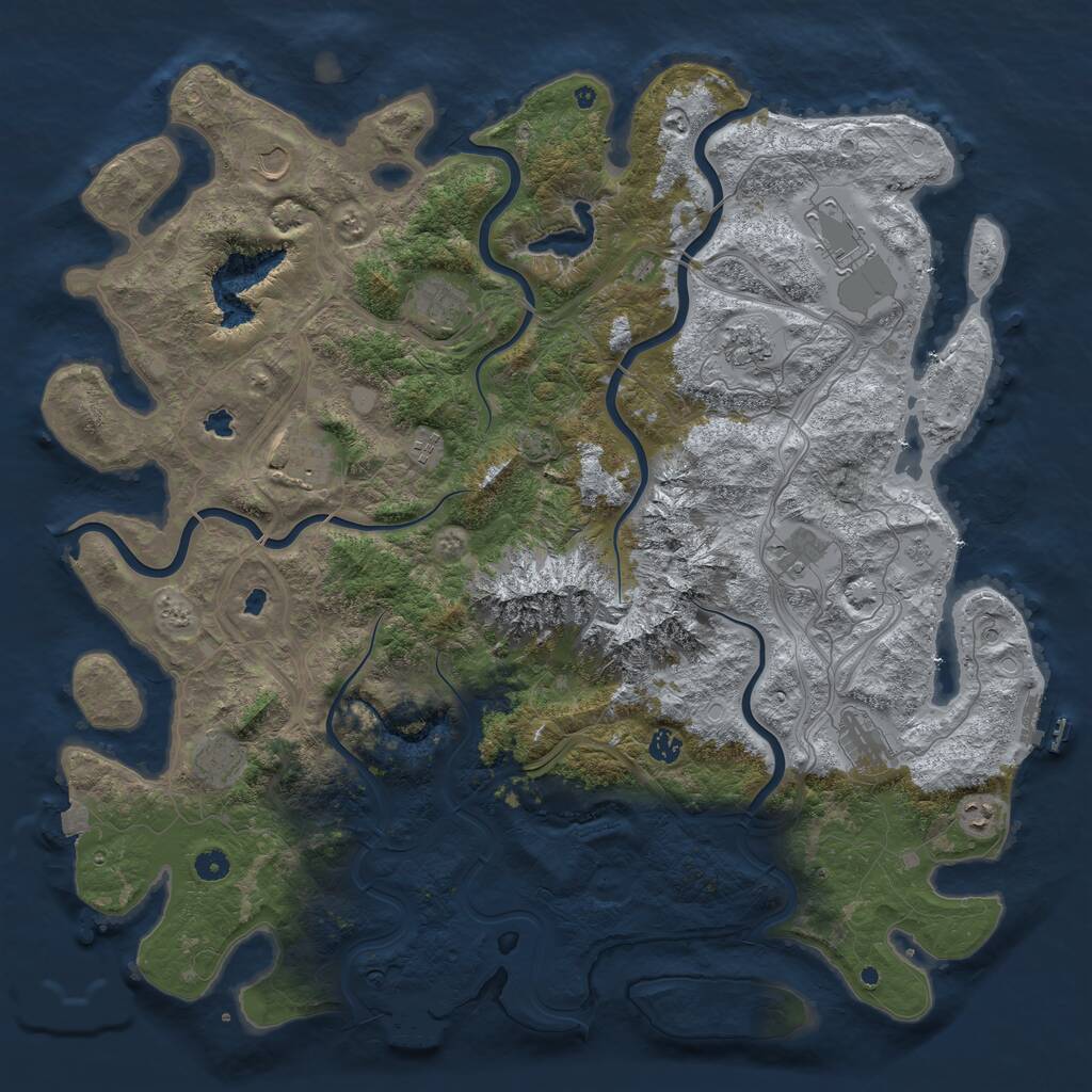 Rust Map: Procedural Map, Size: 5000, Seed: 1909883806, 17 Monuments