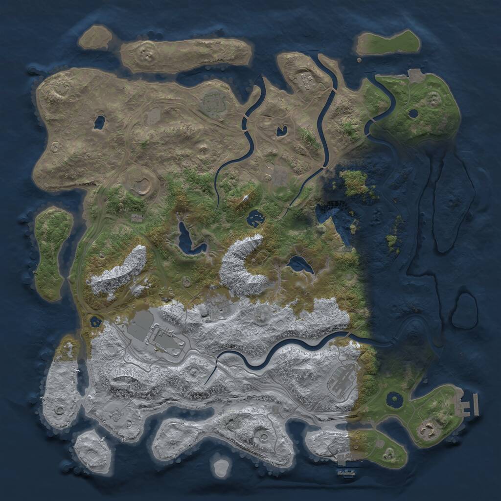 Rust Map: Procedural Map, Size: 4500, Seed: 51986, 15 Monuments