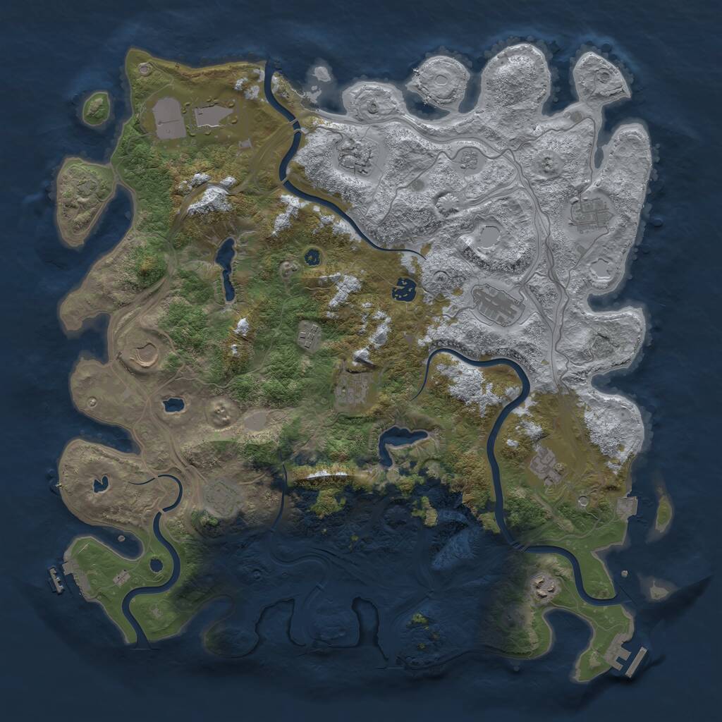 Rust Map: Procedural Map, Size: 4500, Seed: 122087179, 17 Monuments