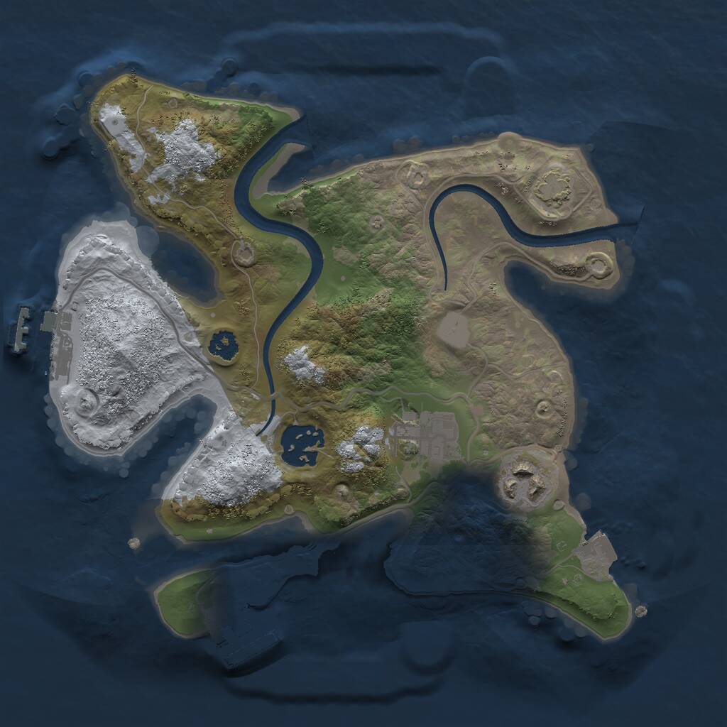 Rust Map: Procedural Map, Size: 2500, Seed: 2144582296, 7 Monuments