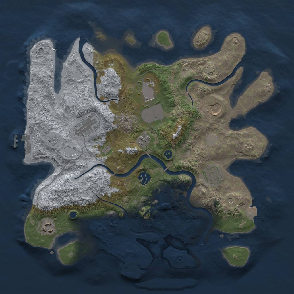 Rust Map: Procedural Map, Size: 3500, Seed: 972106790, 14 Monuments