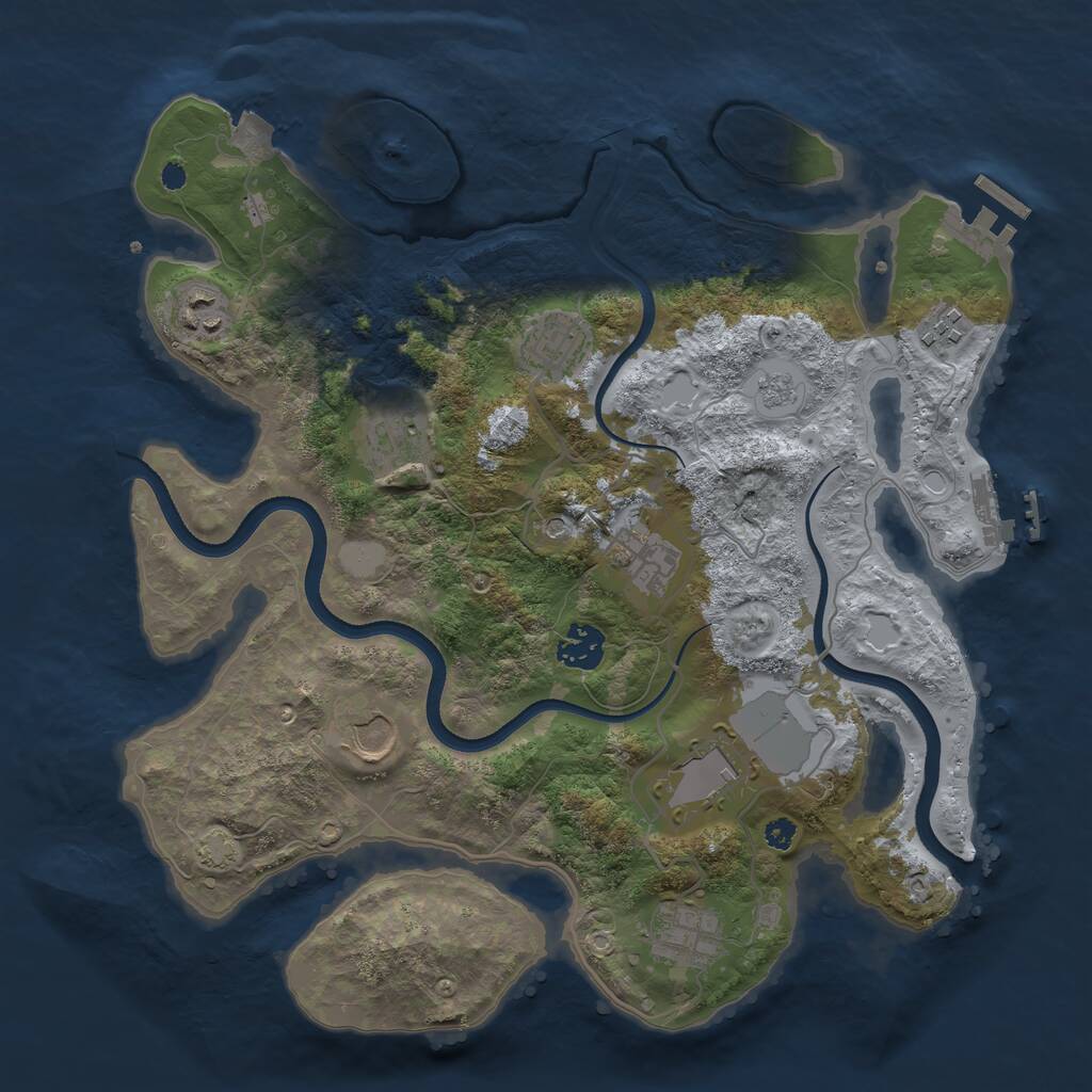 Rust Map: Procedural Map, Size: 3500, Seed: 246810, 15 Monuments