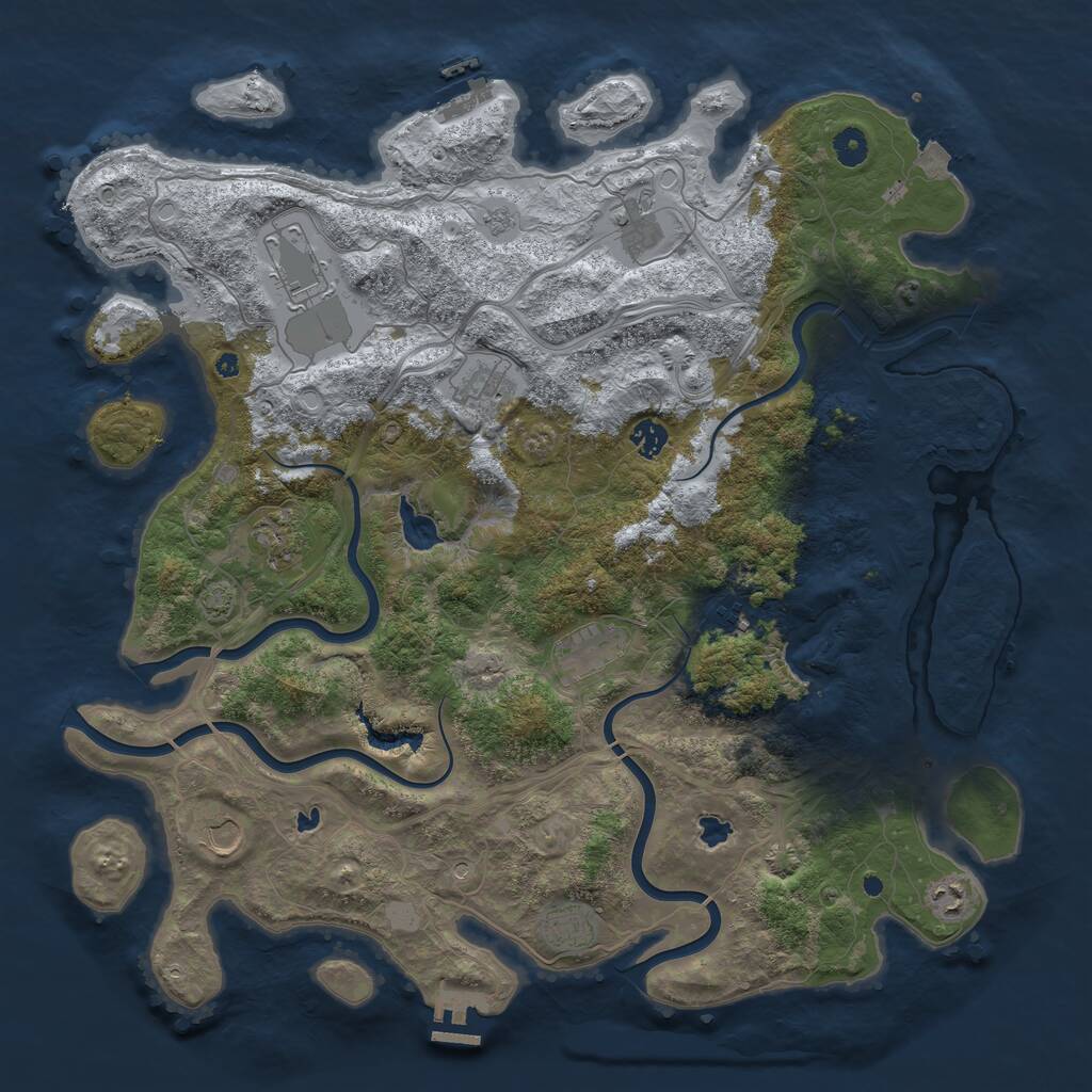 Rust Map: Procedural Map, Size: 4500, Seed: 879892081, 16 Monuments