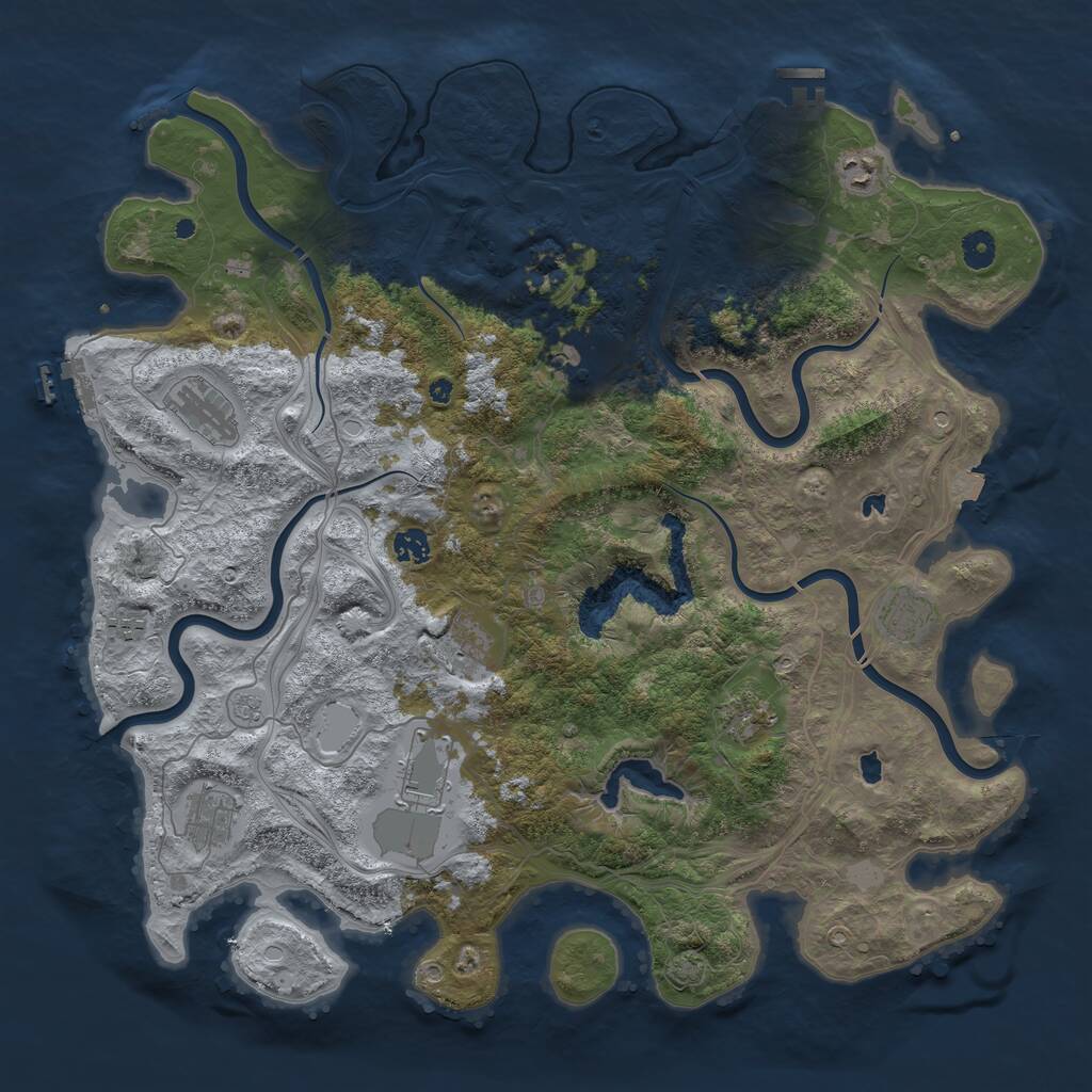 Rust Map: Procedural Map, Size: 4500, Seed: 375261449, 16 Monuments