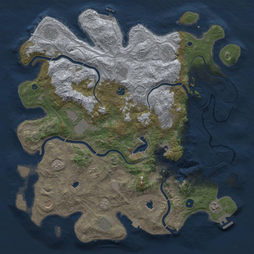 Rust Map: Procedural Map, Size: 4500, Seed: 406668696, 17 Monuments