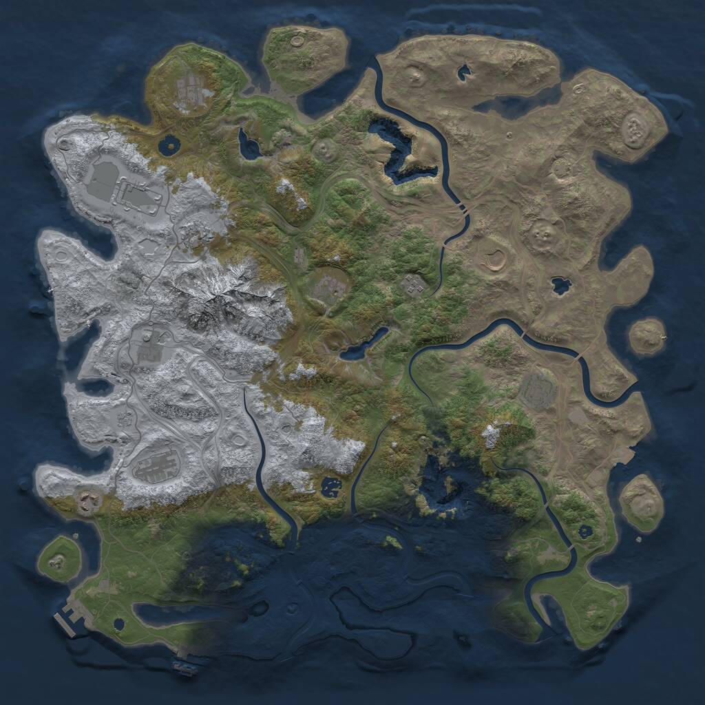 Rust Map: Procedural Map, Size: 5000, Seed: 38765289, 17 Monuments