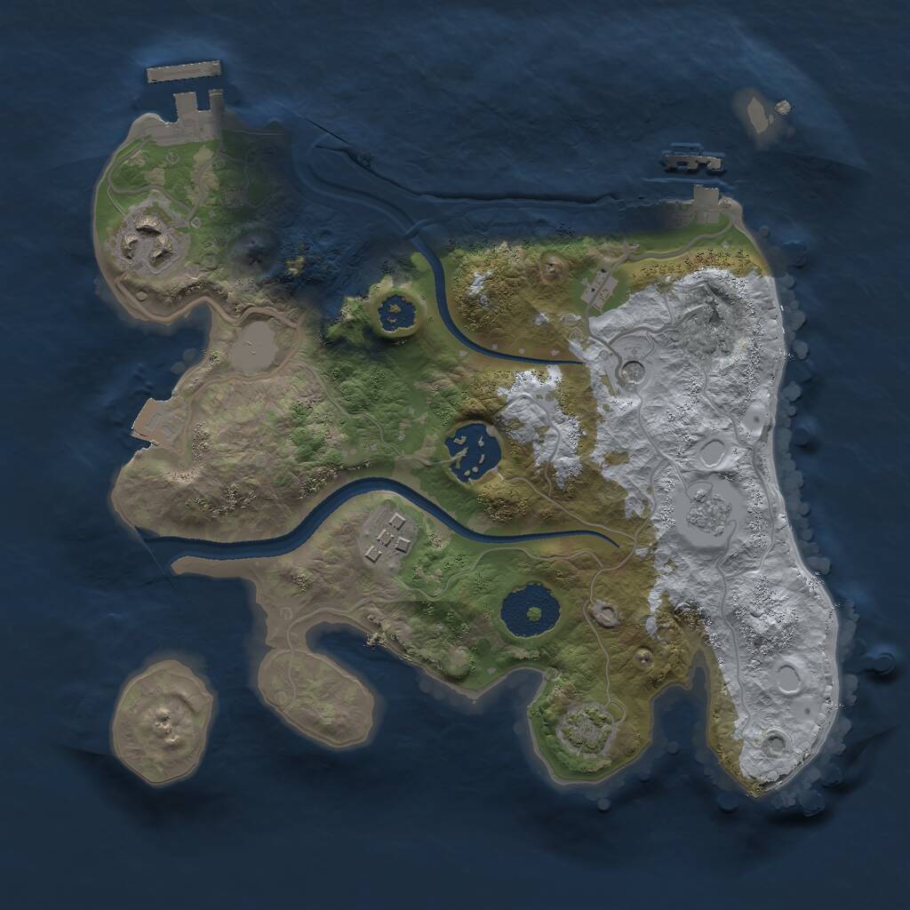 Rust Map: Procedural Map, Size: 2500, Seed: 2087205634, 9 Monuments