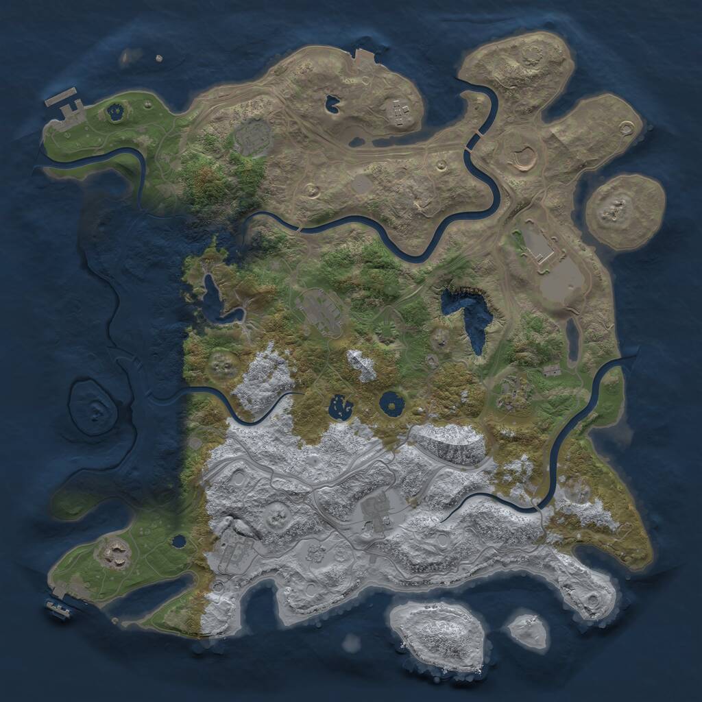 Rust Map: Procedural Map, Size: 4250, Seed: 1072458029, 16 Monuments