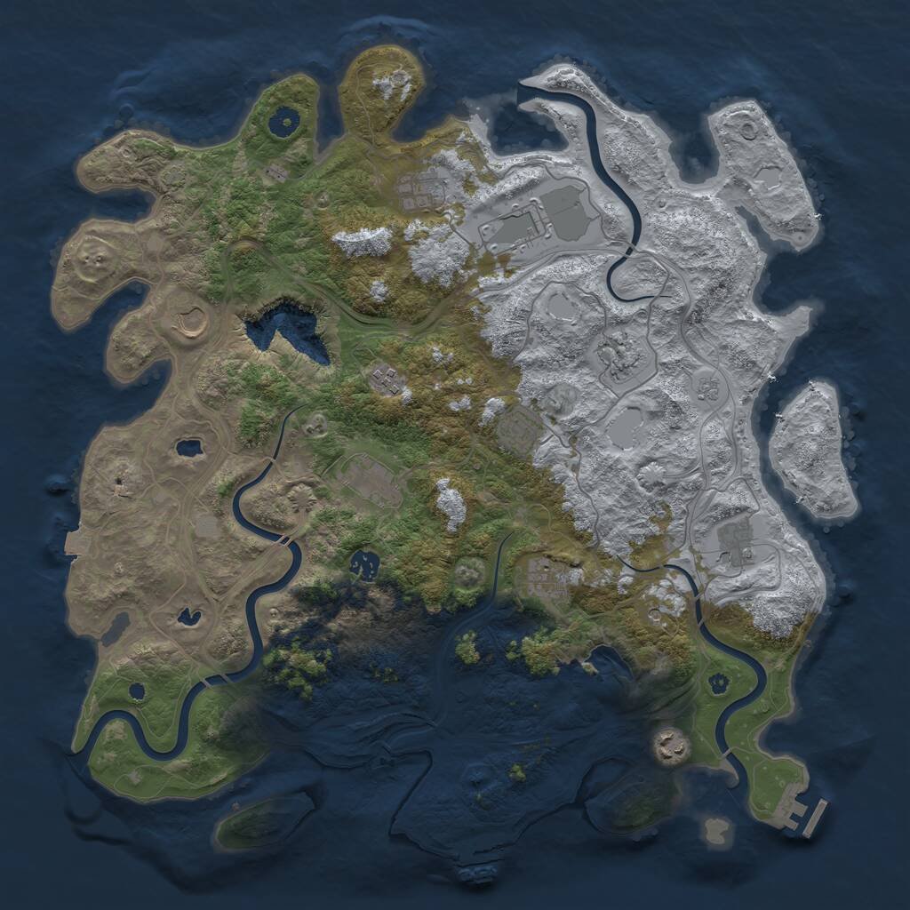 Rust Map: Procedural Map, Size: 4500, Seed: 1288150558, 17 Monuments
