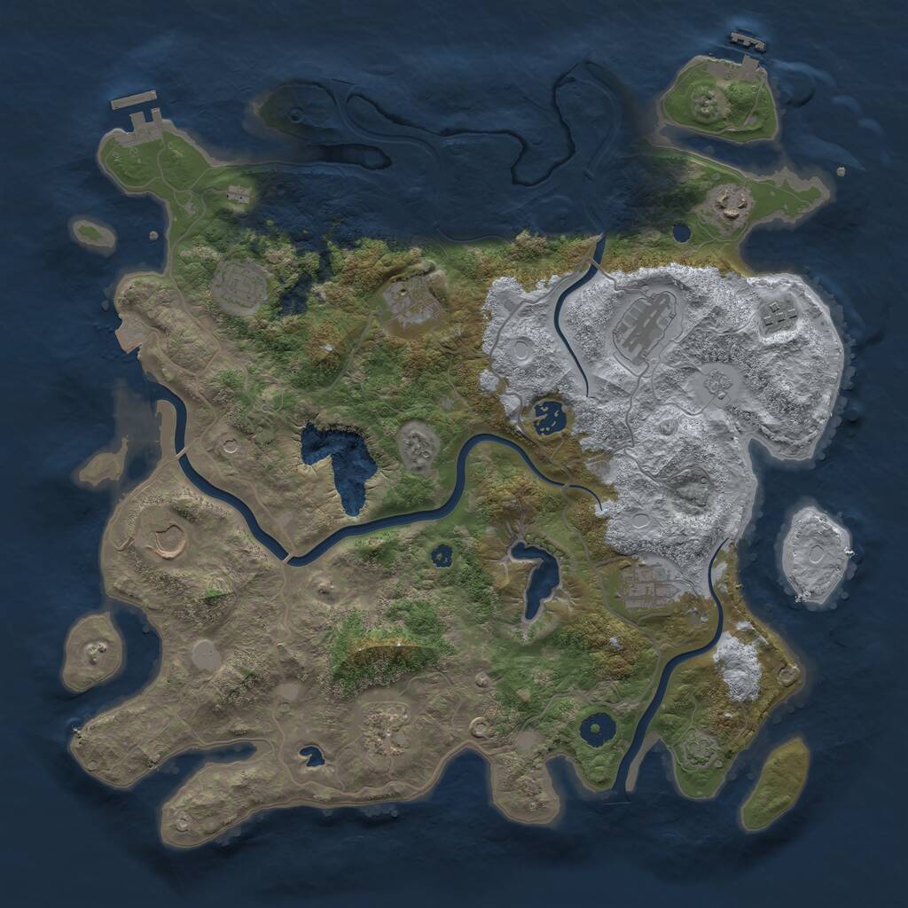 Rust Map: Procedural Map, Size: 4000, Seed: 649794800, 15 Monuments