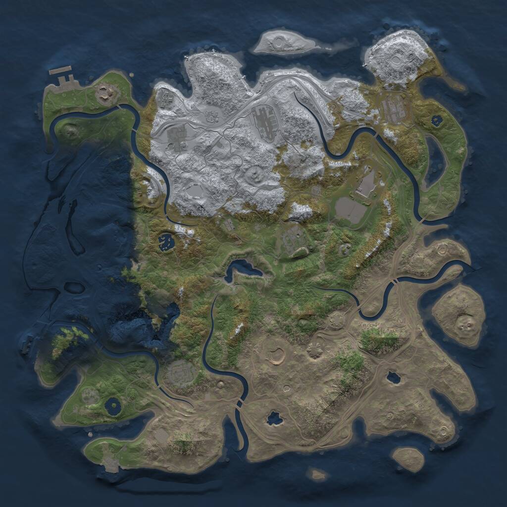 Rust Map: Procedural Map, Size: 4500, Seed: 123924, 16 Monuments