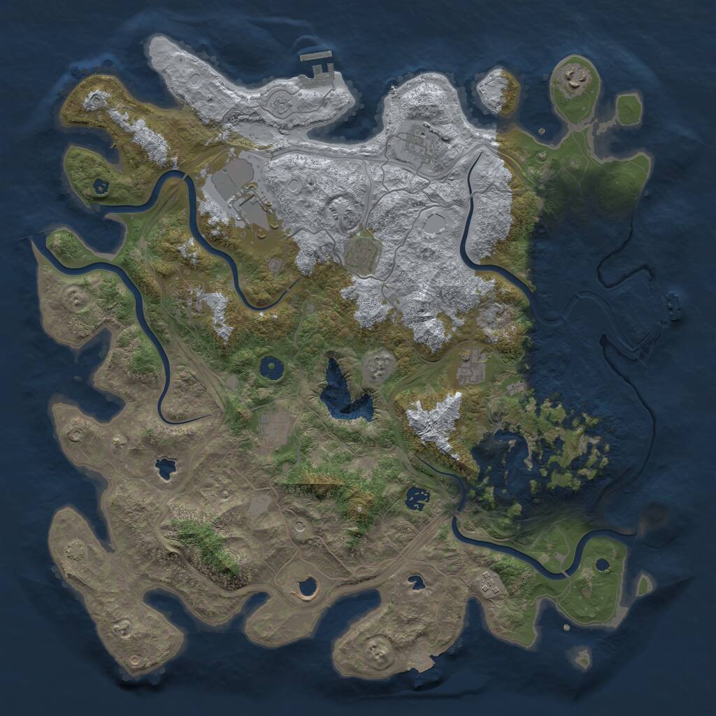Rust Map: Procedural Map, Size: 4500, Seed: 354678, 16 Monuments