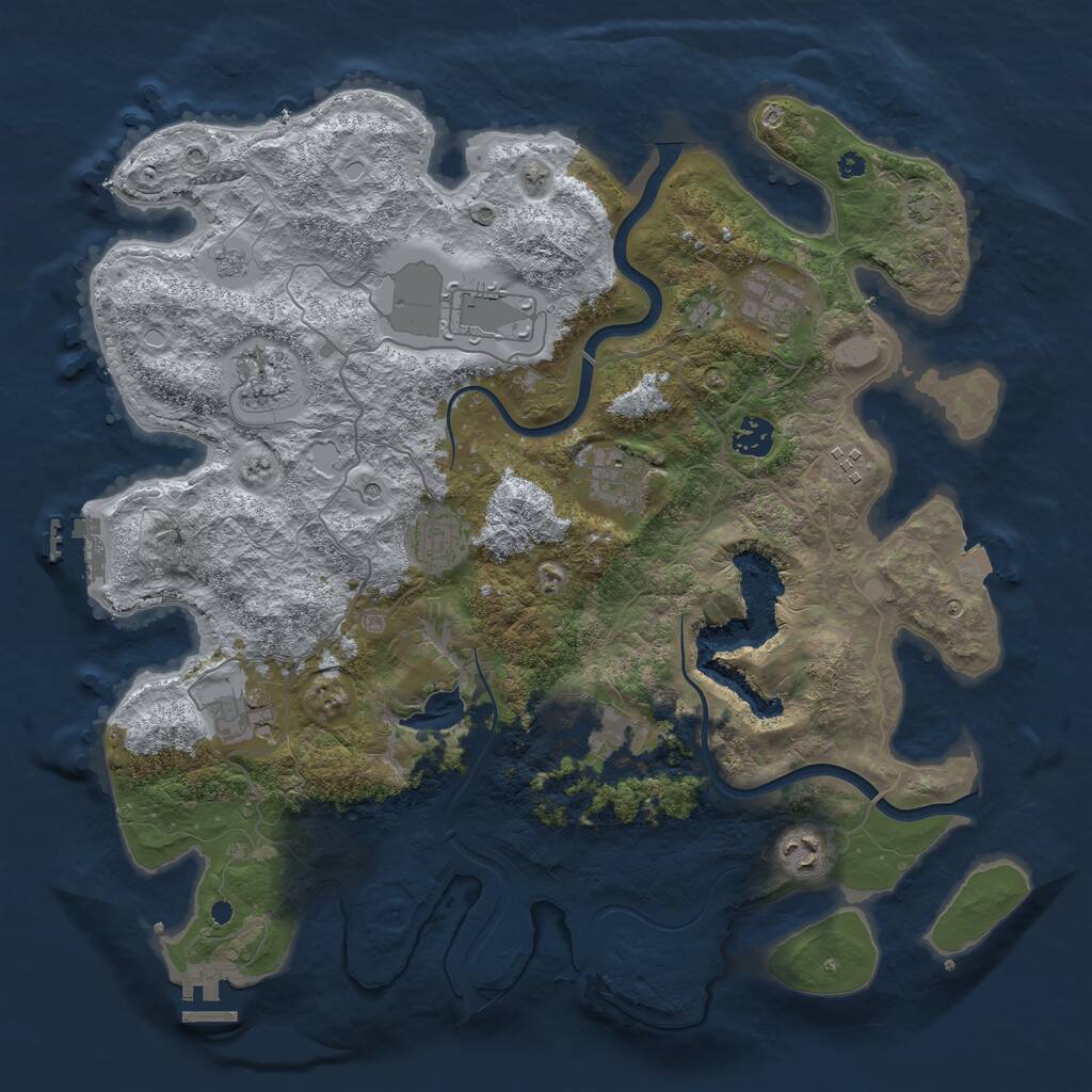 Rust Map: Procedural Map, Size: 4000, Seed: 14651986, 16 Monuments