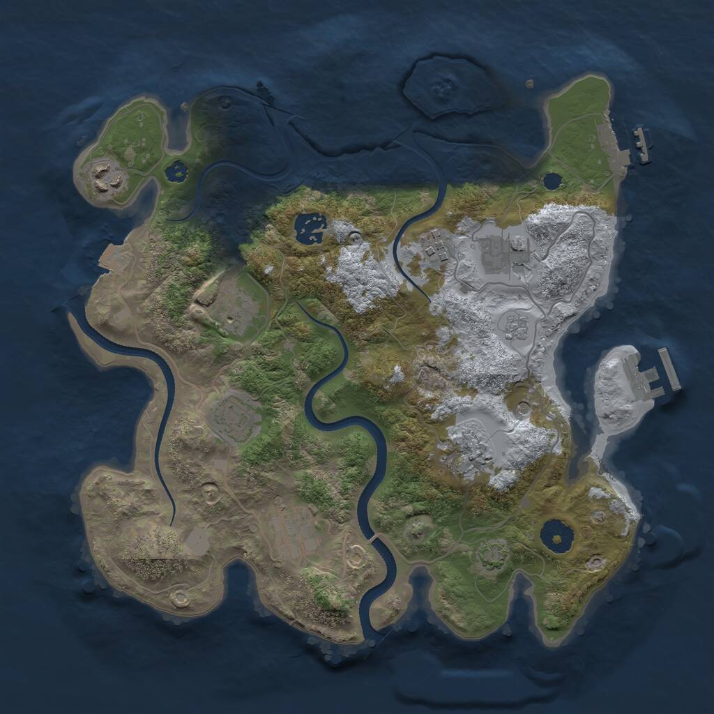 Rust Map: Procedural Map, Size: 3250, Seed: 1277873874, 14 Monuments