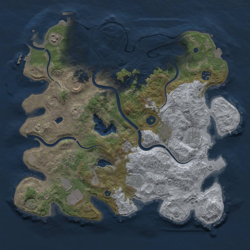 Rust Map: Procedural Map, Size: 4000, Seed: 876876543, 15 Monuments