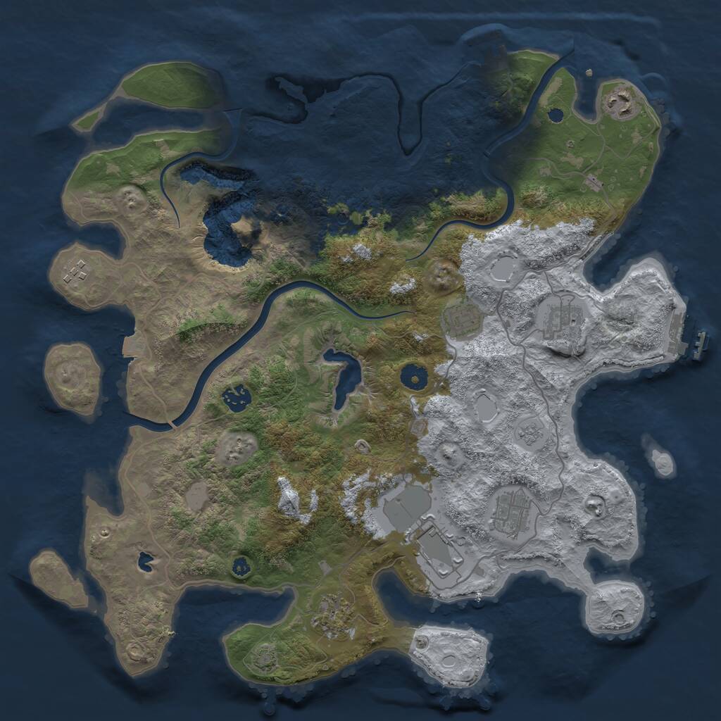 Rust Map: Procedural Map, Size: 4000, Seed: 111892340, 14 Monuments