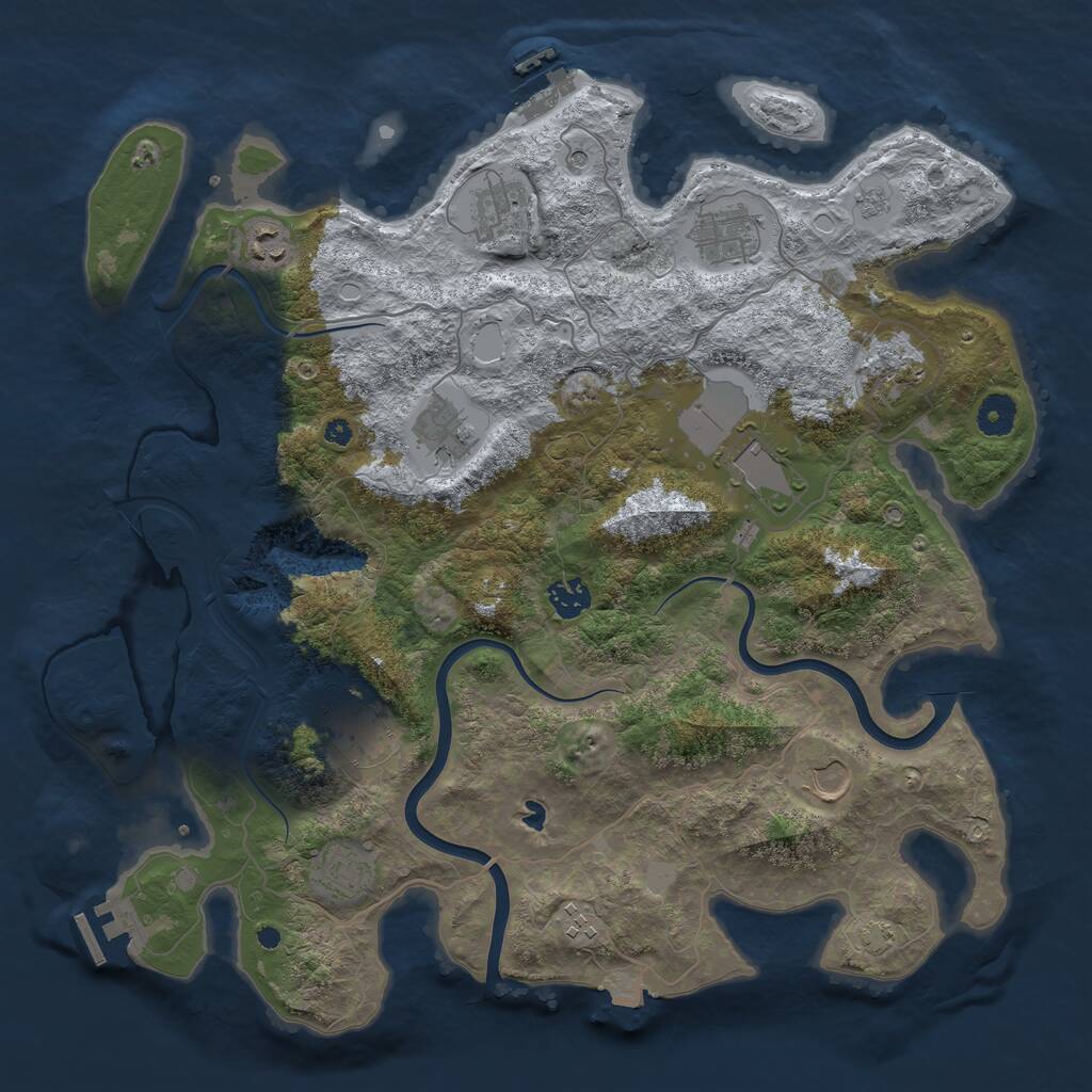 Rust Map: Procedural Map, Size: 4000, Seed: 125445, 17 Monuments