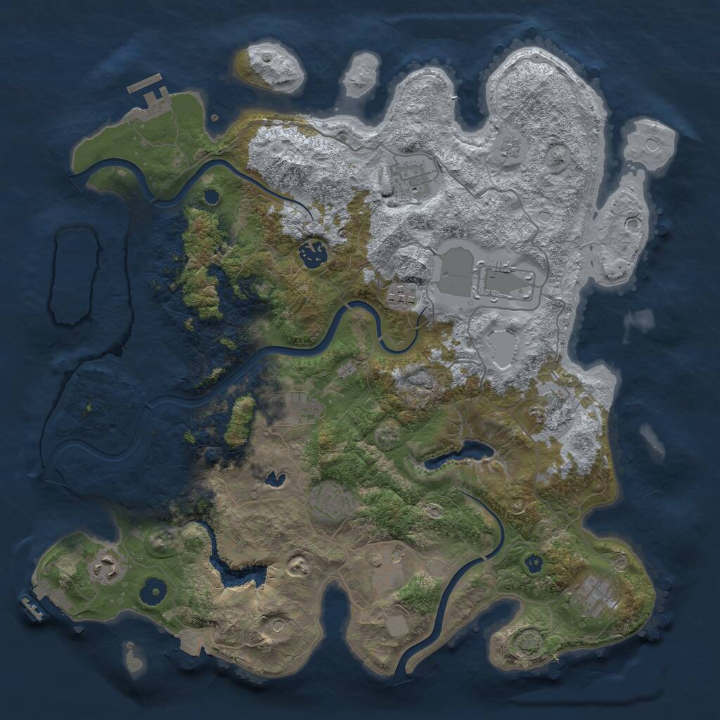 Rust Map: Procedural Map, Size: 4000, Seed: 86755, 16 Monuments