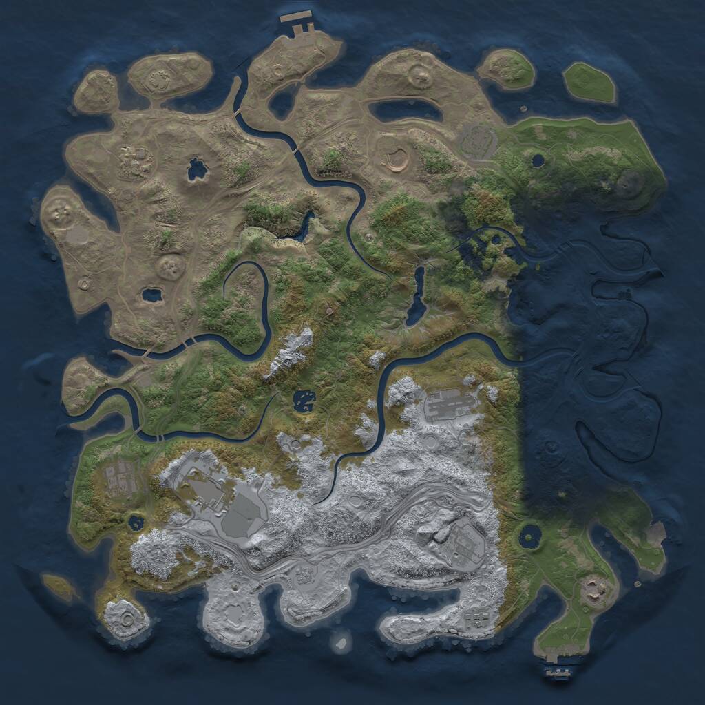 Rust Map: Procedural Map, Size: 4500, Seed: 728446751, 16 Monuments