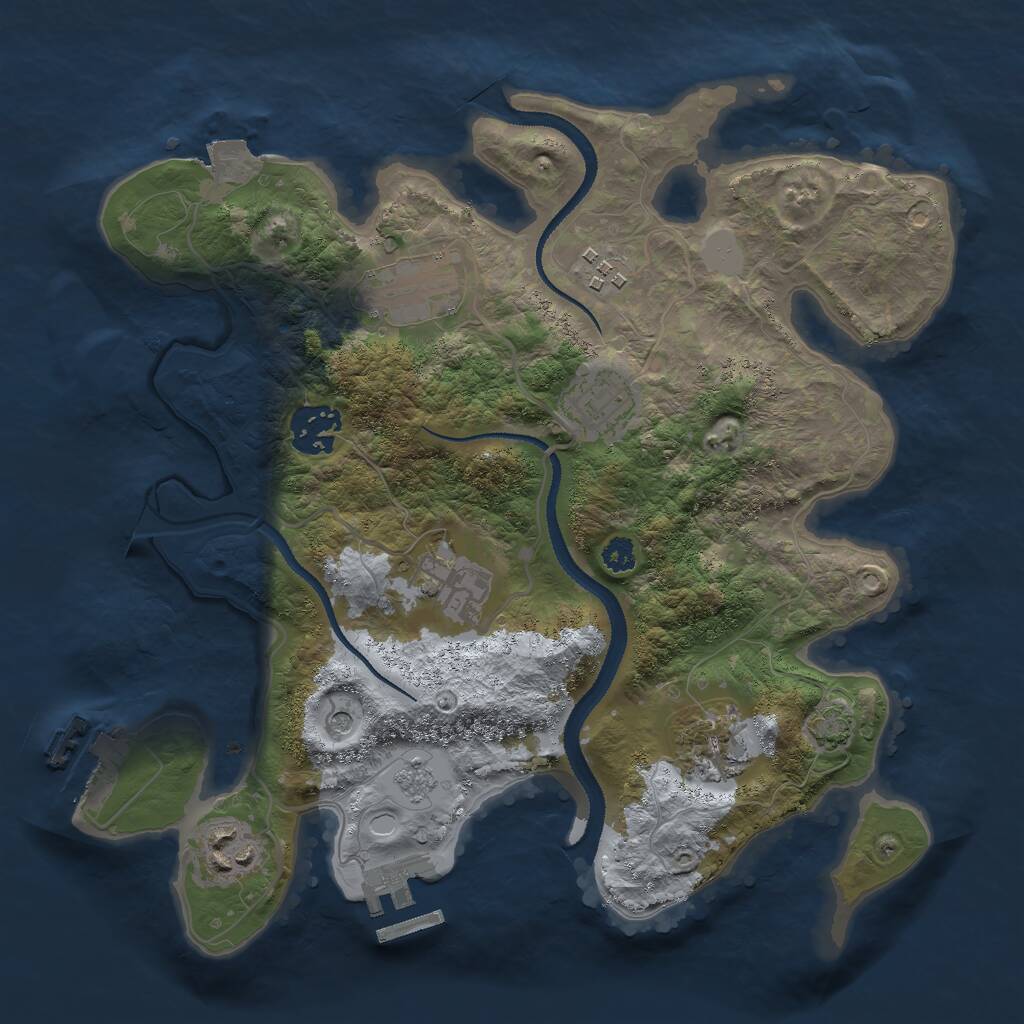 Rust Map: Procedural Map, Size: 3000, Seed: 464922233, 13 Monuments