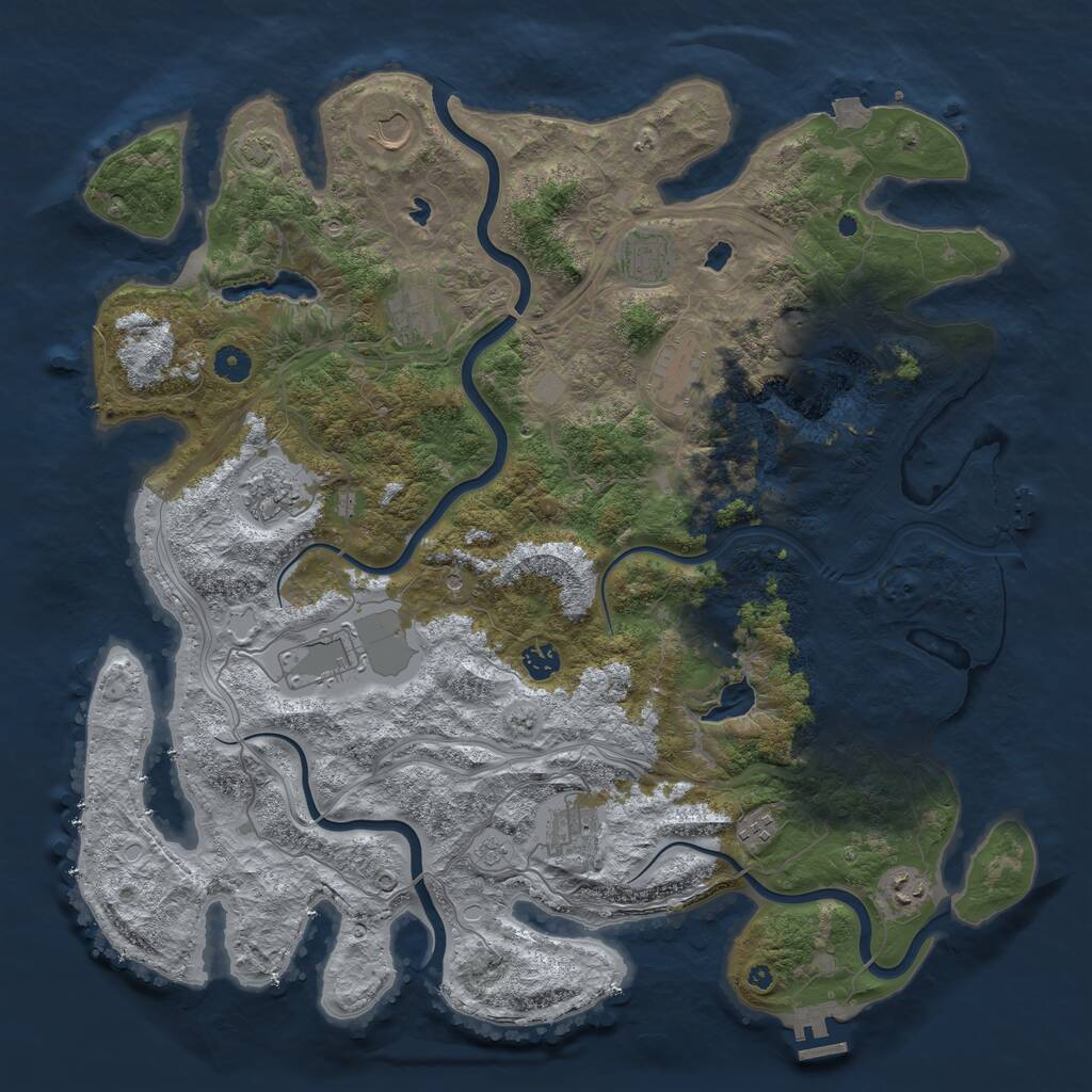 Rust Map: Procedural Map, Size: 4500, Seed: 1097087873, 16 Monuments