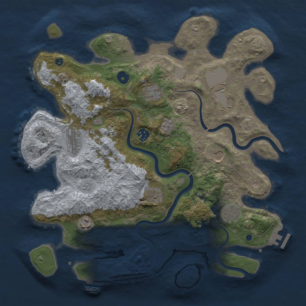 Rust Map: Procedural Map, Size: 3800, Seed: 1696419466, 15 Monuments