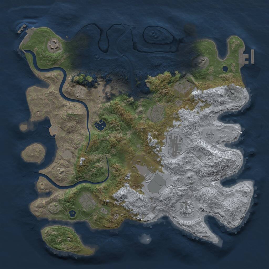 Rust Map: Procedural Map, Size: 3800, Seed: 894365942, 16 Monuments