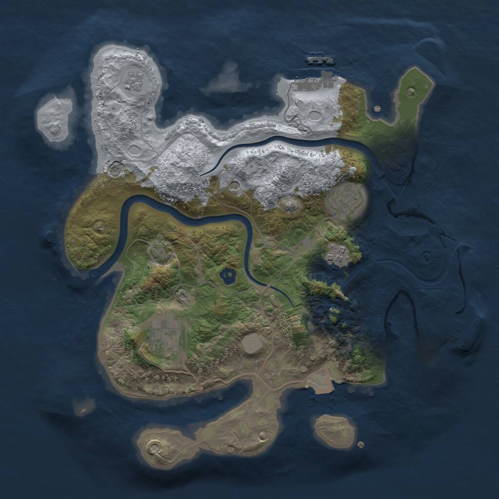 Rust Map: Procedural Map, Size: 3000, Seed: 654332, 9 Monuments