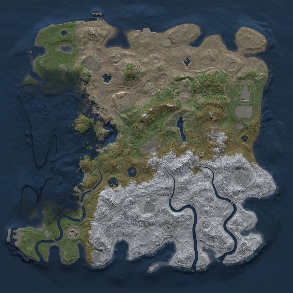 Rust Map: Procedural Map, Size: 4500, Seed: 516467491, 17 Monuments