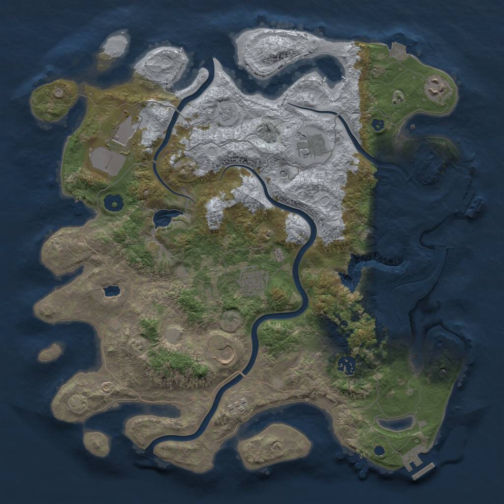 Rust Map: Procedural Map, Size: 4000, Seed: 456453637, 13 Monuments
