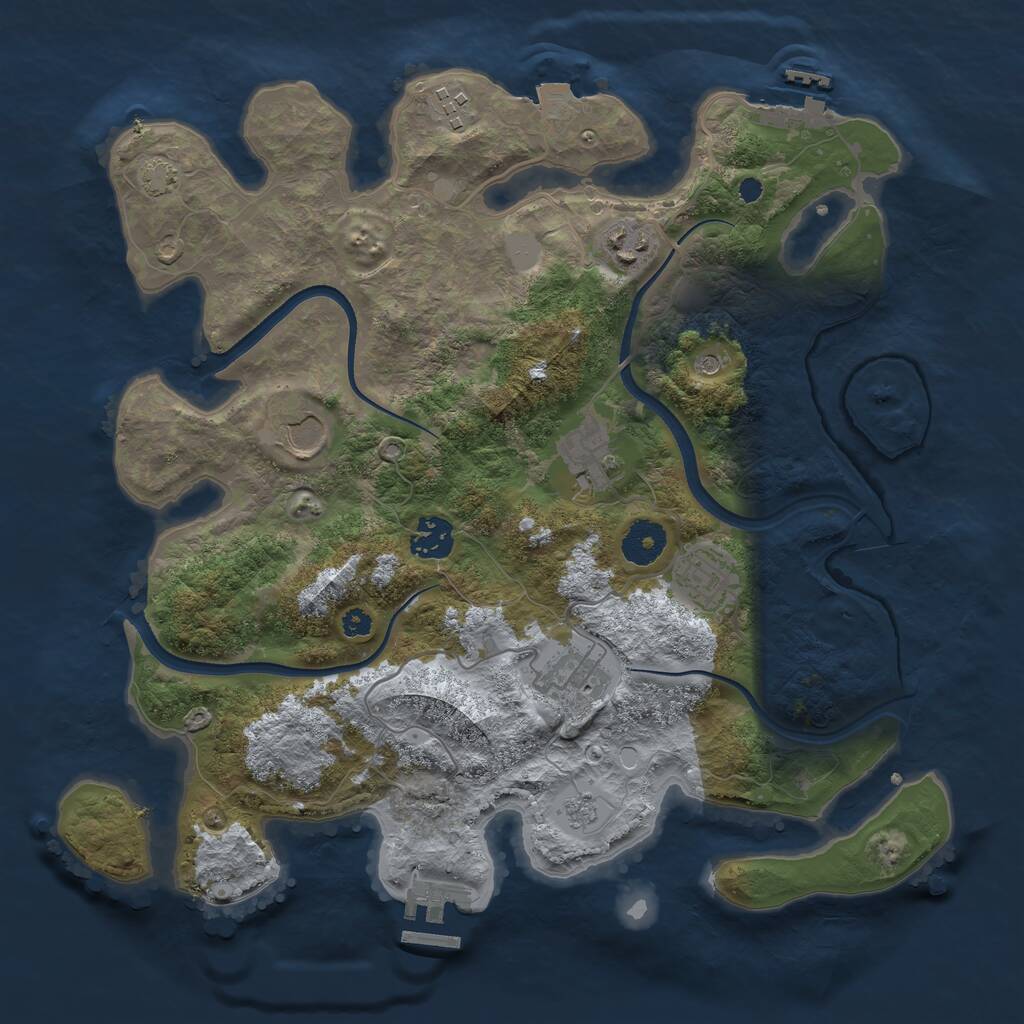 Rust Map: Procedural Map, Size: 3500, Seed: 728446751, 13 Monuments