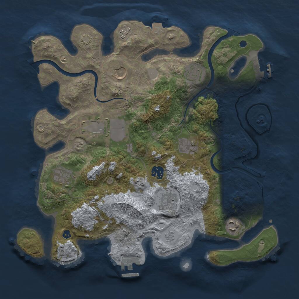 Rust Map: Procedural Map, Size: 3500, Seed: 728446751, 14 Monuments