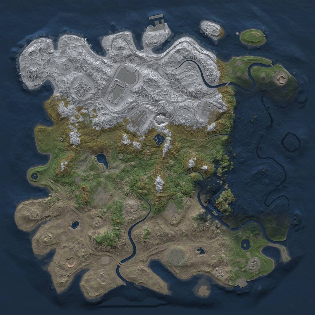 Rust Map: Procedural Map, Size: 4500, Seed: 1191140923, 17 Monuments