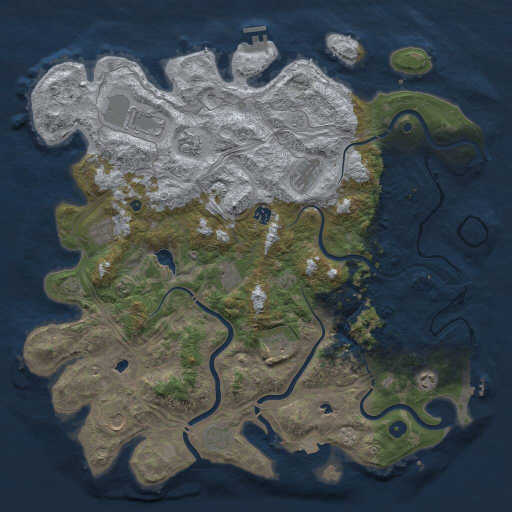 Rust Map: Procedural Map, Size: 4500, Seed: 1191140923, 17 Monuments