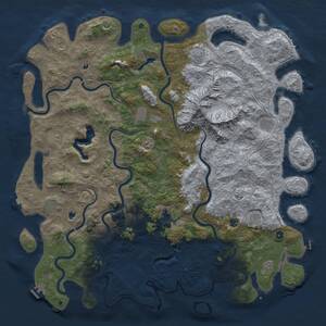 Thumbnail Rust Map: Procedural Map, Size: 6000, Seed: 2069193230, 17 Monuments