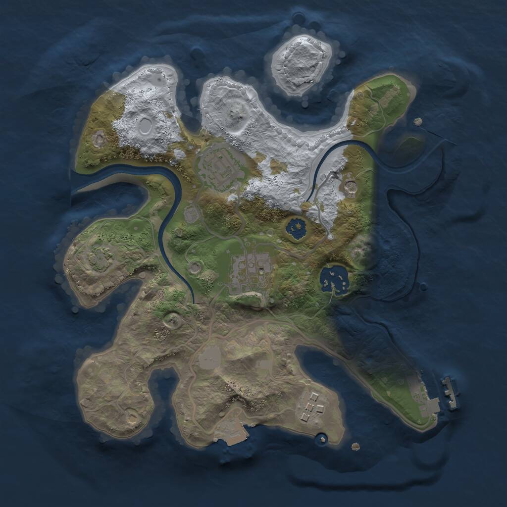 Rust Map: Procedural Map, Size: 2500, Seed: 55641641, 8 Monuments