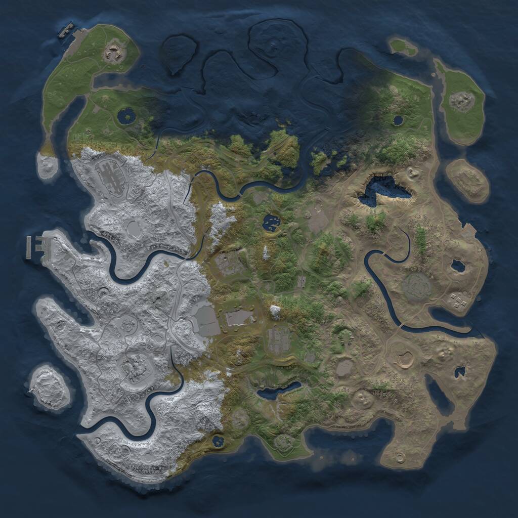 Rust Map: Procedural Map, Size: 4500, Seed: 723411371, 17 Monuments