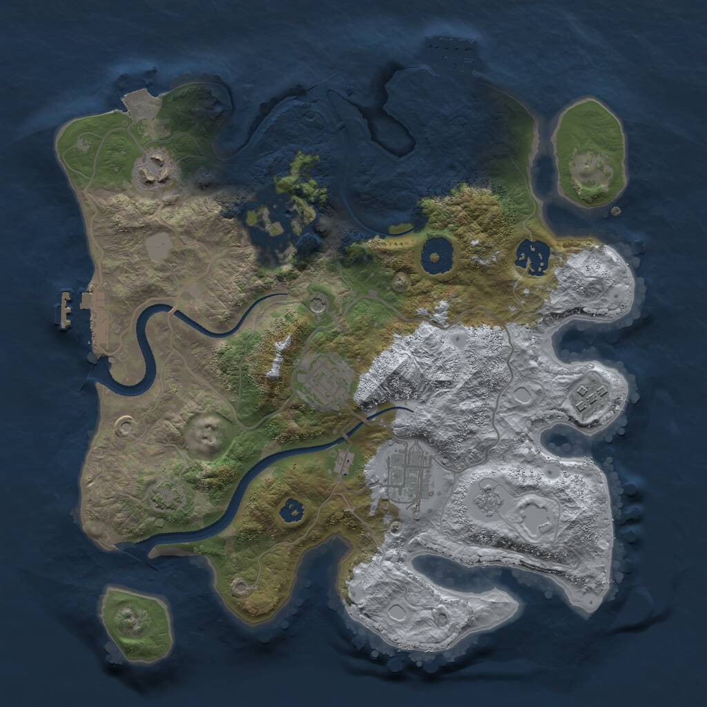Rust Map: Procedural Map, Size: 3000, Seed: 1734329914, 12 Monuments