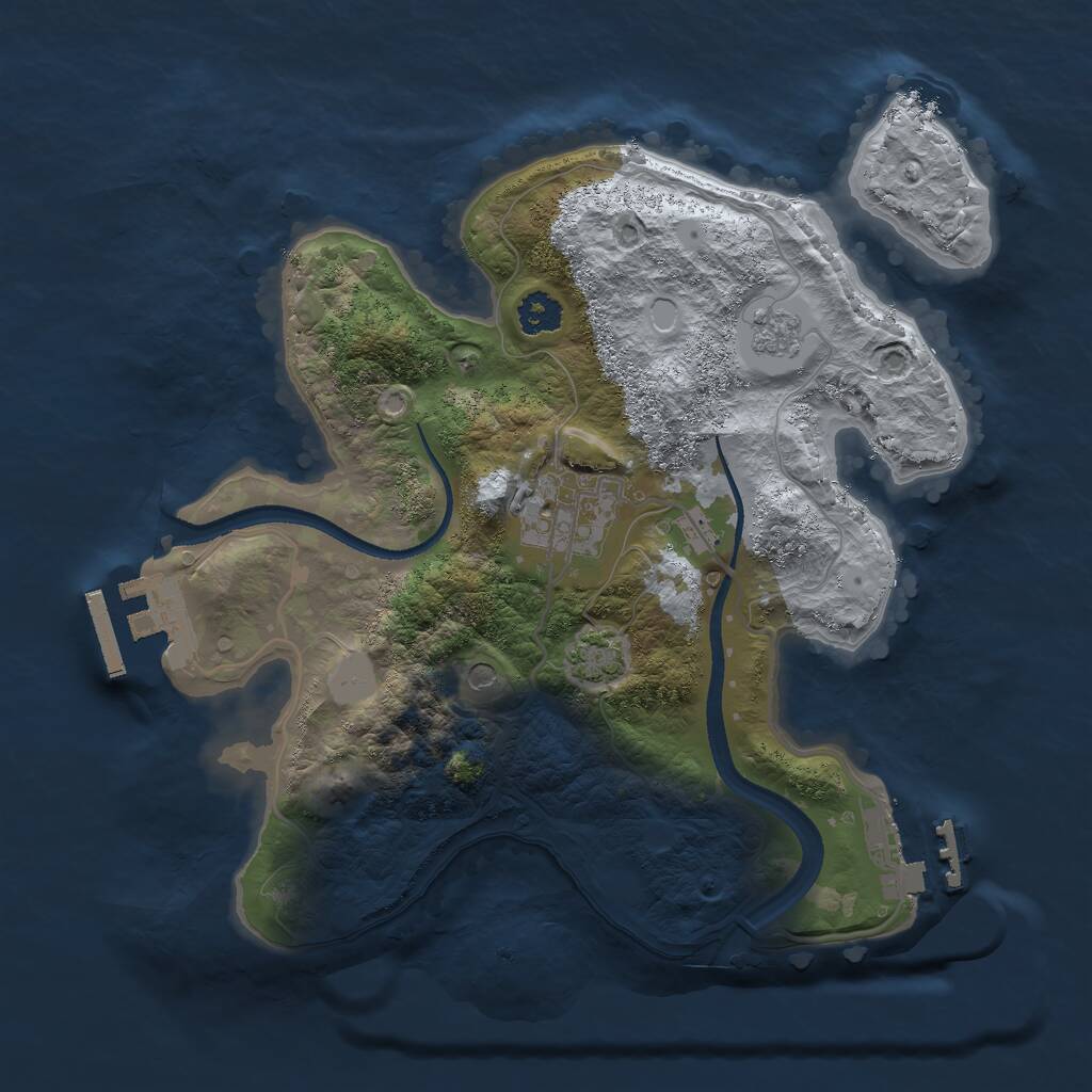 Rust Map: Procedural Map, Size: 2500, Seed: 54621, 7 Monuments