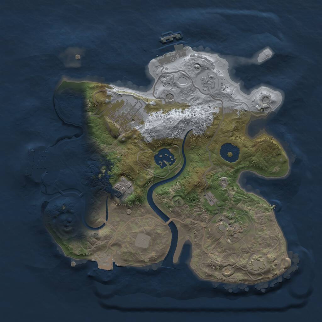 Rust Map: Procedural Map, Size: 2500, Seed: 84621, 10 Monuments
