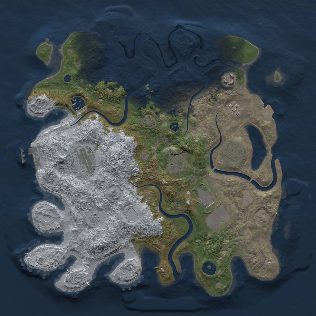 Rust Map: Procedural Map, Size: 3500, Seed: 72799629, 13 Monuments