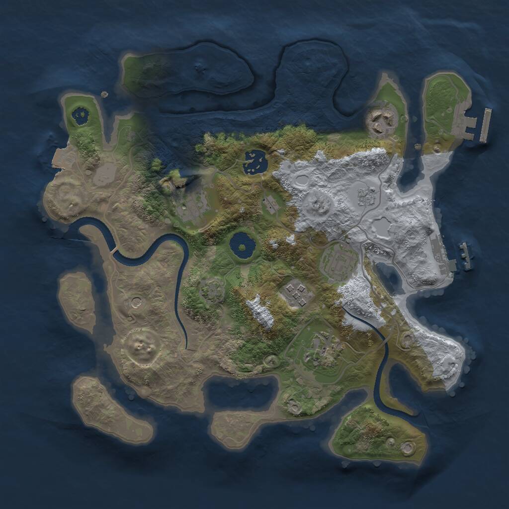Rust Map: Procedural Map, Size: 3000, Seed: 2118406067, 12 Monuments